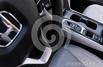 Honda accord interior with push button automatic transmission 2.0 Turbo Editorial Stock Photo