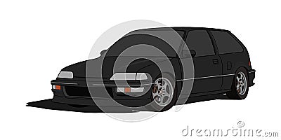 Honda Civic EF Hatchback in Vector Vector Illustration