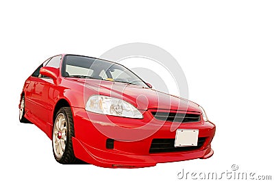 Honda Civic EX - Red 3 Stock Photo