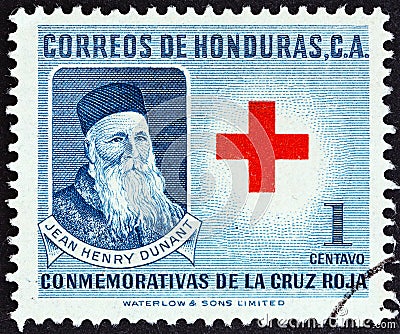 HONDURAS - CIRCA 1959: A stamp printed in Honduras shows Jean Henry Dunant, circa 1959. Editorial Stock Photo