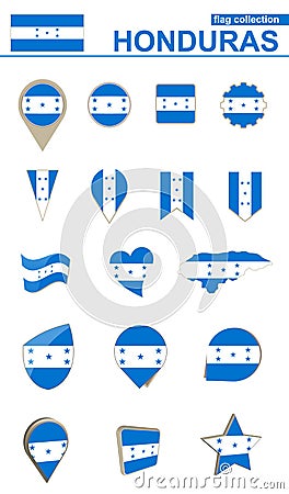 Honduras Flag Collection. Big set for design Vector Illustration