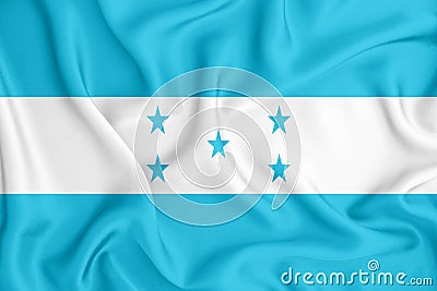 Honduras flag in 3D, broad format, flowing with the breeze. three-dimensional rendering Cartoon Illustration