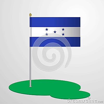 Honduras Flag Pole Vector Illustration