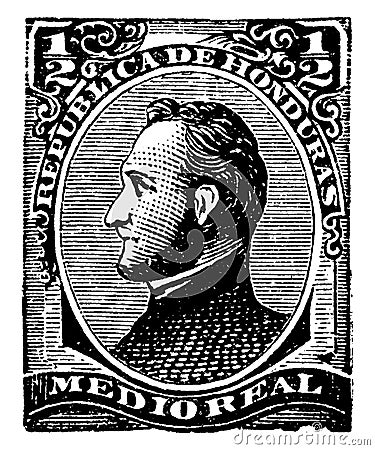 Honduras Medio Real Stamp in 1878, vintage illustration Vector Illustration