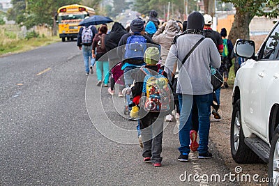 Honduras Migrant Caravan makes their was through Guatemala towards the United States Editorial Stock Photo
