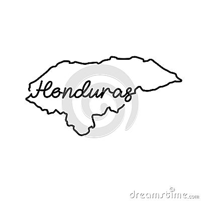 Honduras outline map with the handwritten country name. Continuous line drawing of patriotic home sign Cartoon Illustration