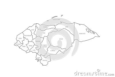 Honduras political map of administrative divisions Vector Illustration