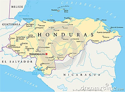 Honduras Political Map Vector Illustration