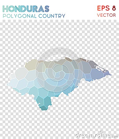 Honduras polygonal map, mosaic style country. Vector Illustration