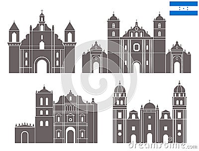 Honduras set. Isolated Honduras architecture on white background Vector Illustration