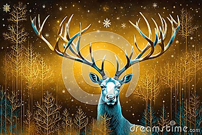 HONERABLE HORENS OF DEER GENERATED BY AI TOOL Stock Photo