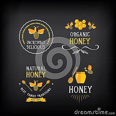 Honey badge and label. Abstract bee design. Vector with graphic. Vector Illustration