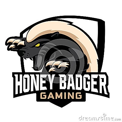 Honey Badger Mascot Gaming Logo Design Vector Illustration