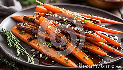 Honey Balsamic Glazed Carrots Stock Photo