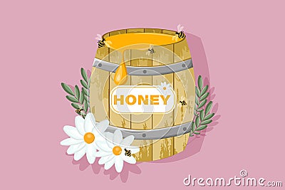 Honey barrel Vector. Fresh natural honey icon templates Vector Illustration