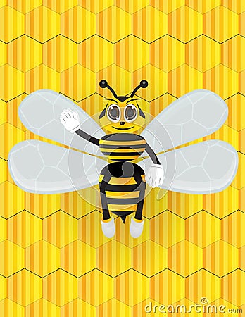 Honey bee cartoon with background Vector Illustration