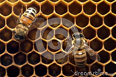 Honey Bee on the hive in Southeast Asia. Stock Photo