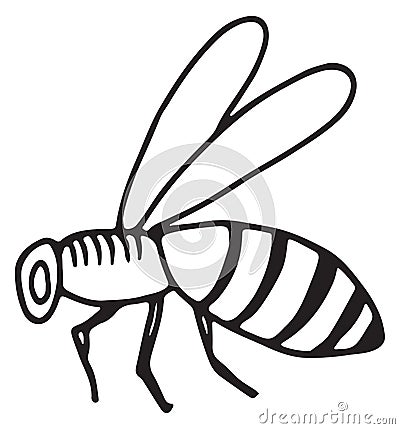 Honey bee icon. Hand drawn humblebee sketch Vector Illustration