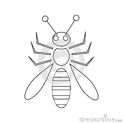 Honey bee icon, outline style Vector Illustration