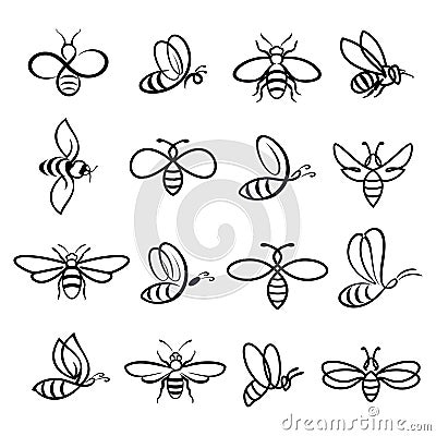 Honey Bee Icons Vector Illustration