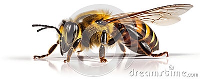 Detail on a bee on a white background. generative ai Stock Photo