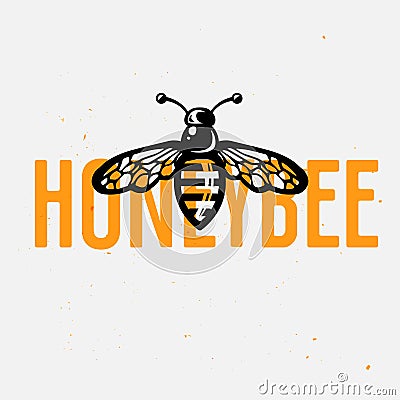 Honey bee logo concept, vintage vector illustration Vector Illustration