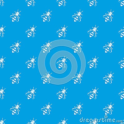Honey bee pattern seamless blue Vector Illustration