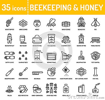 Honey beekeeping apiculture icons Vector Illustration