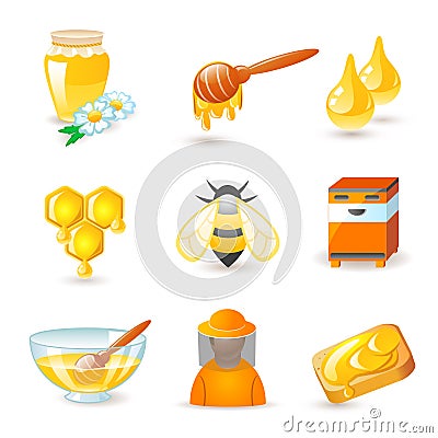 Honey and beekeeping icons Vector Illustration