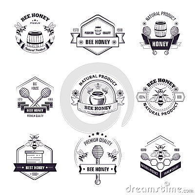 Honey beekeeping product vector icons templates set Vector Illustration