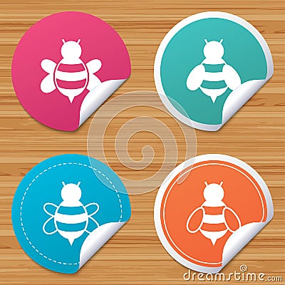 Honey bees icons. Bumblebees symbols. Vector Illustration