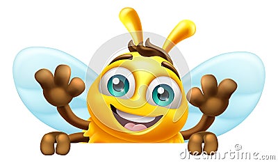 Honey Bumble Bee Cartoon Bumblebee Cute Mascot Vector Illustration