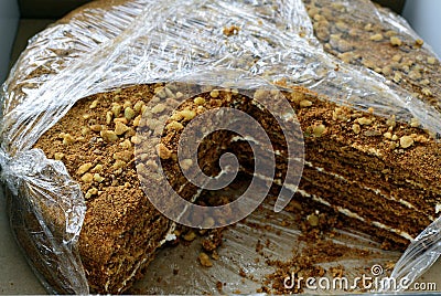 Honey cake whole sliced Stock Photo