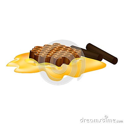 Honey cell propolis stick icon, cartoon style Vector Illustration