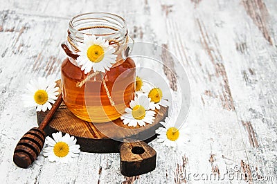 Honey and chamomile Stock Photo