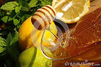 Honey comb and Drizzler Stock Photo