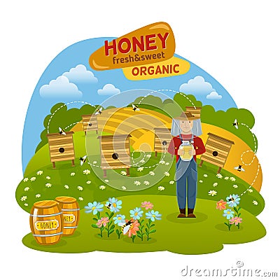 Honey Concept Illustration Vector Illustration