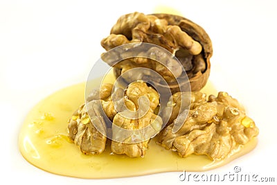 Honey Covered Nuts Stock Photo