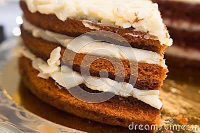 Honey cream cake layered Stock Photo