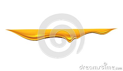 Honey dripping on white background. Golden flow syrup, caramel flowing or liquid melt template. Colorful delicious honey Vector Illustration