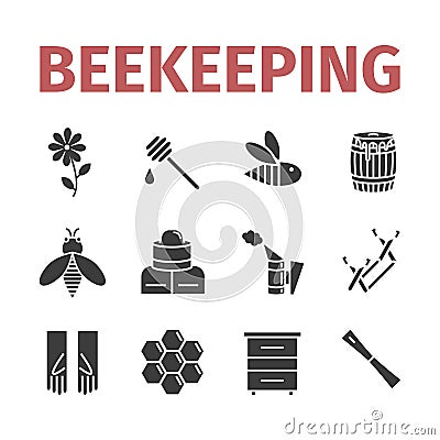 Beekeeping icon set. Honey signs. Vector illustration. Vector Illustration