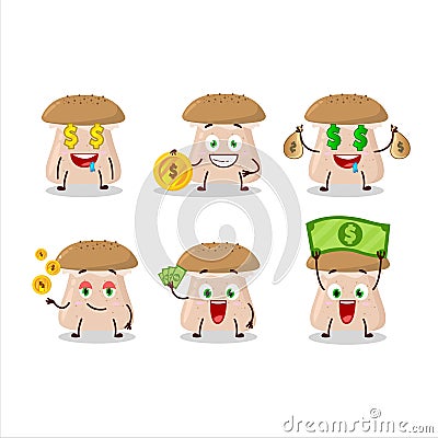 Honey fungus cartoon character with cute emoticon bring money Vector Illustration