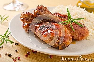 Honey Garlic Glazed Chicken Stock Photo
