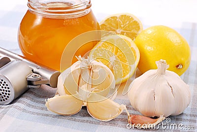 Honey,garlic and lemon Stock Photo