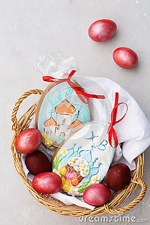 Honey gingerbread with glaze for the Easter holiday Stock Photo