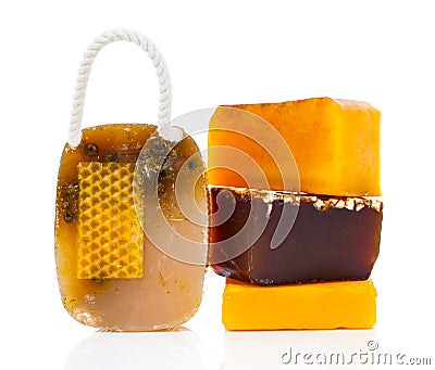 Honey handmade soap Stock Photo