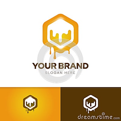 Honey hexagonal creative logo design inspiration template Vector Illustration