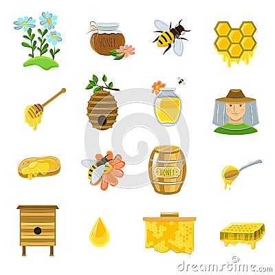 Honey Icons Set Vector Illustration