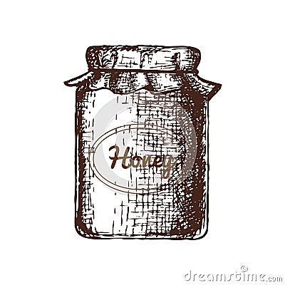 Honey ink sketch illustration Vector Illustration