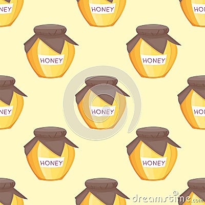 Honey jar food glass healthy delicious natural background organic ingredient yellow sweet vector illustration. Vector Illustration